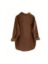 Women's Solid Color Drop Shoulder Long Sleeve Single-Breasted Casual Shirt, Autumn